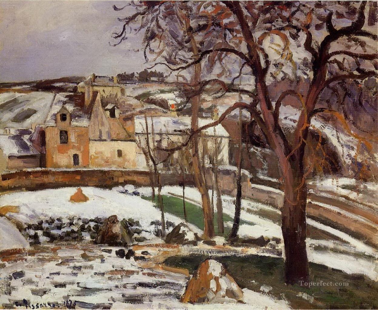 the effect of snow at l hermitage pontoise 1875 Camille Pissarro scenery Oil Paintings